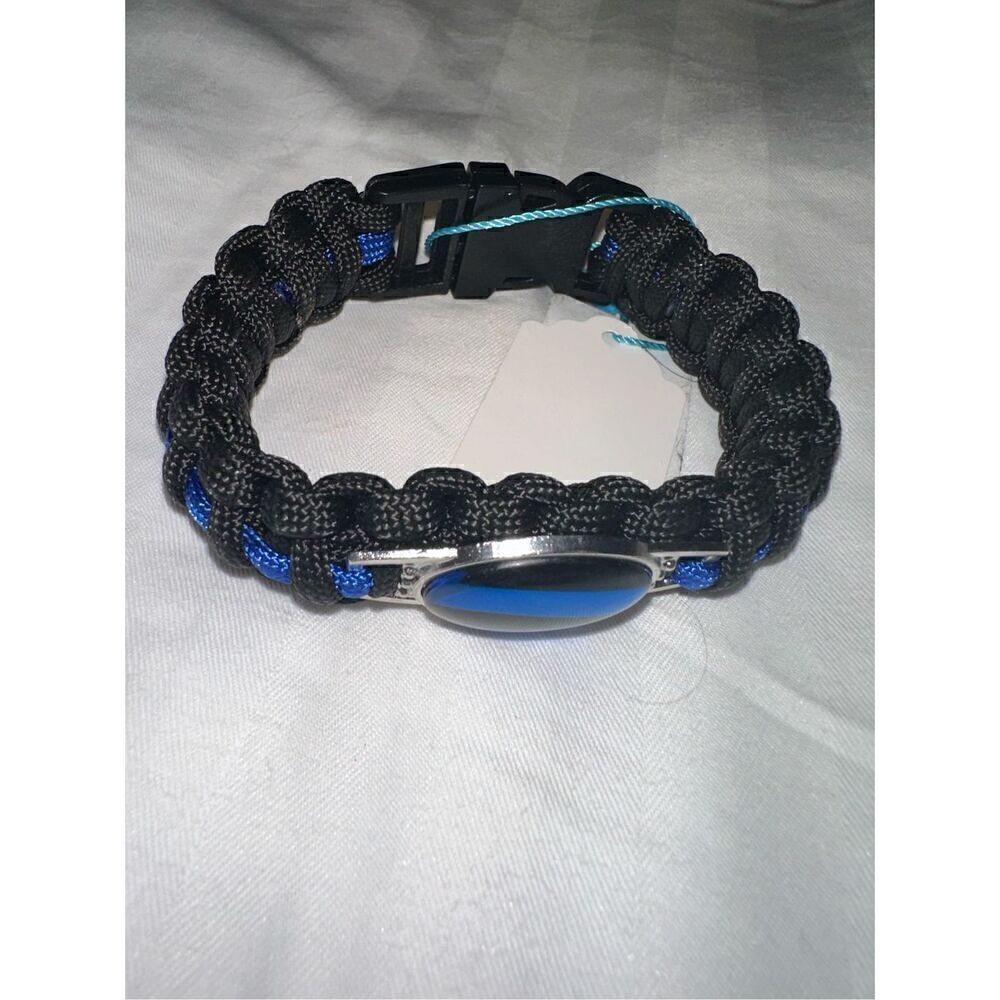 Police Thin Blue Line Woven Bracelet NIP